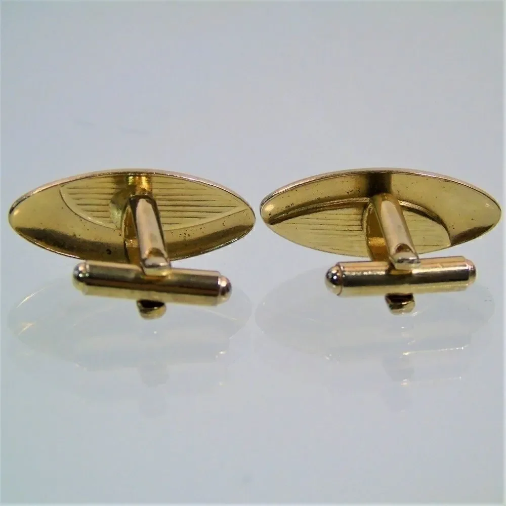 Mid Century Atomic Ellipse Cufflinks Gold Tone